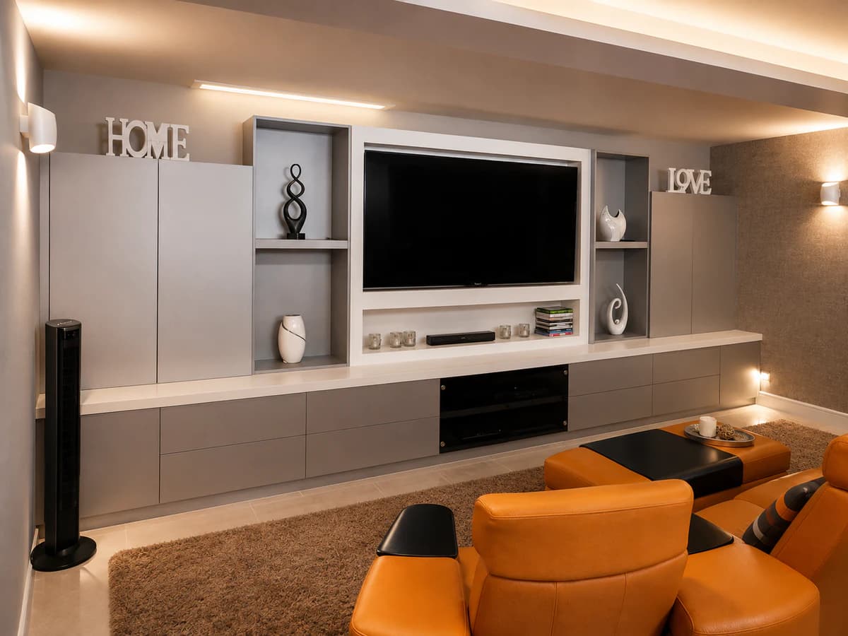 Fitted home cinema media wall